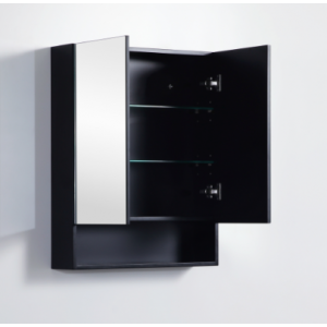 600 PVC Fremantle Matte Black Mirror Cabinet With Undershelf